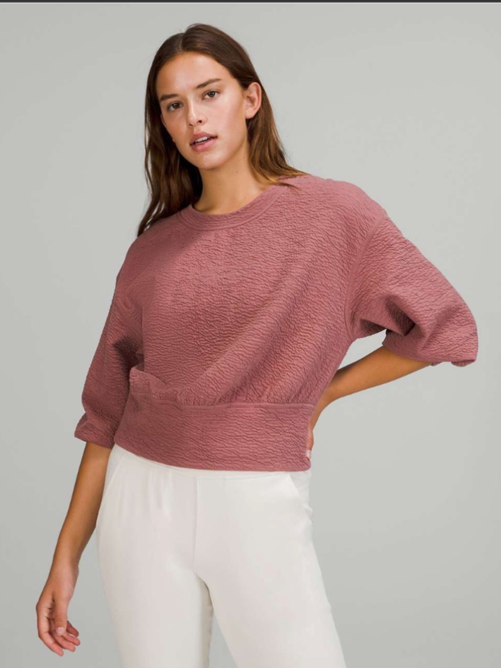 Lululemon Textured Crewneck Pullover Sweater Spiced Chai